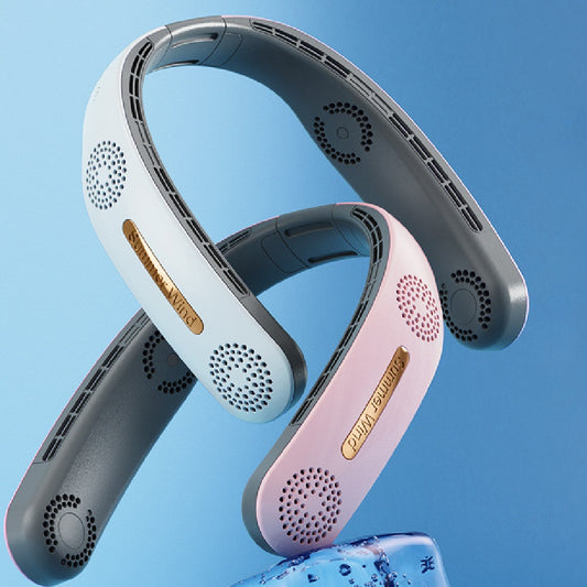 How does the Lazy Mute Neck Fan keep you cool outdoors?